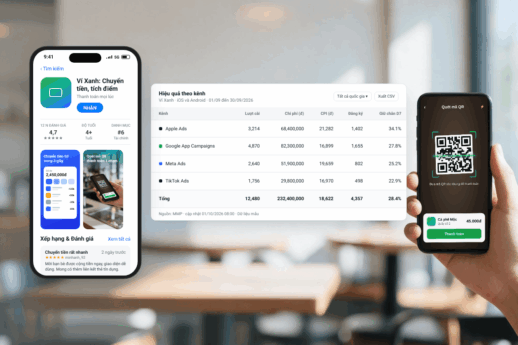 Minh họa giải pháp App User Acquisition của Adtek (dữ liệu mẫu)