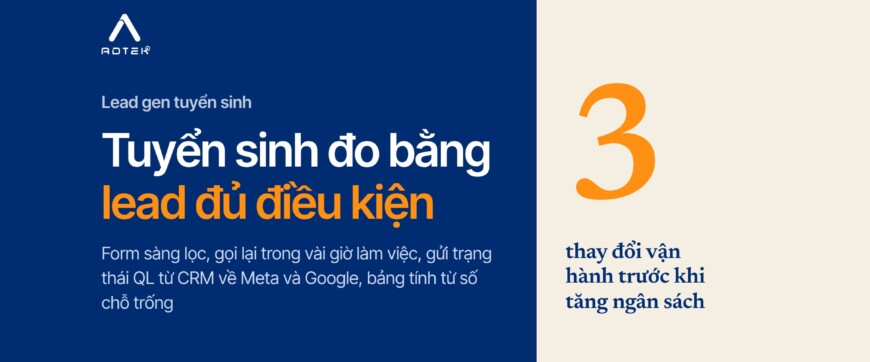 Lead gen tuyển sinh trường quốc tế 2027: đo bằng QL thay vì số lead