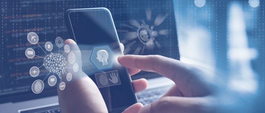 Minh họa công nghệ AI và machine learning trên điện thoại thông minh