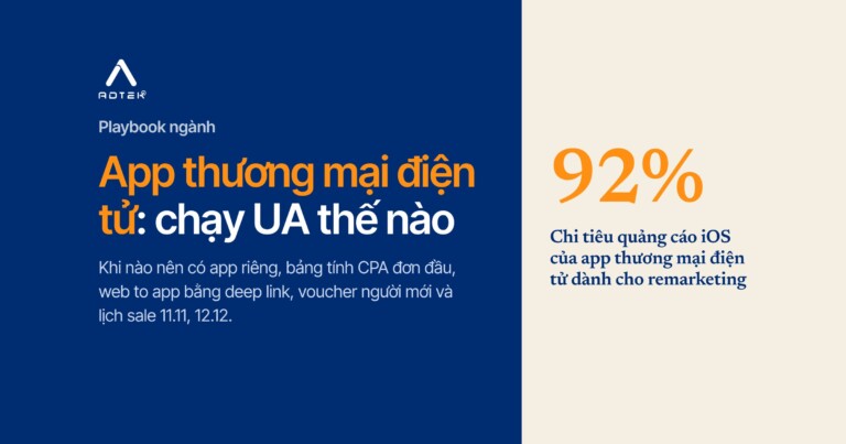 App thương mại điện tử: quảng cáo app, CPA đơn đầu và web to app