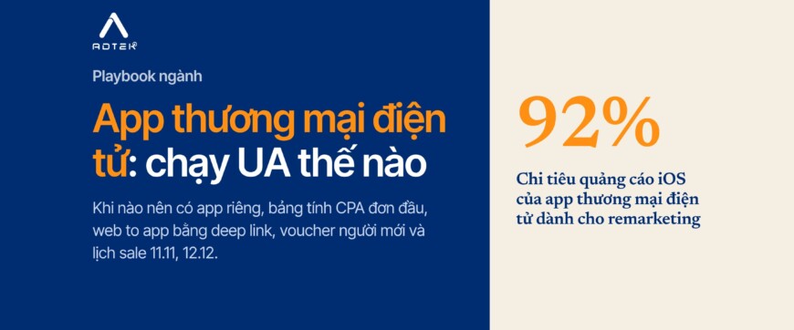 App thương mại điện tử: quảng cáo app, CPA đơn đầu và web to app